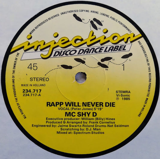 MC Shy D : Rapp Will Never Die (12", Gen)