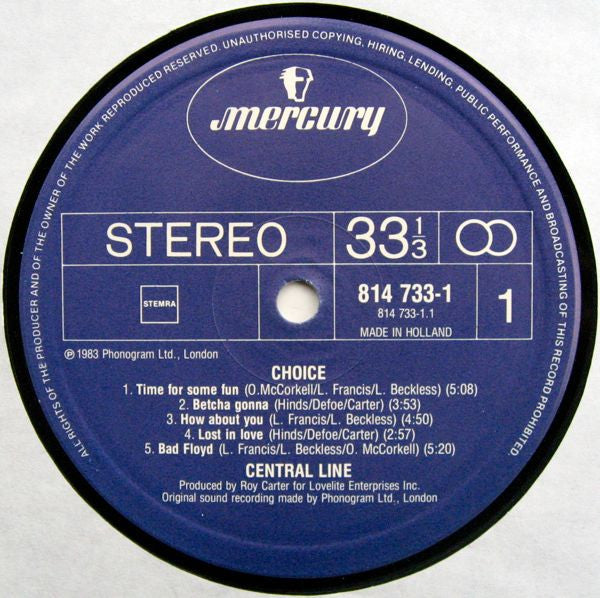 Central Line : Choice (LP, Album)