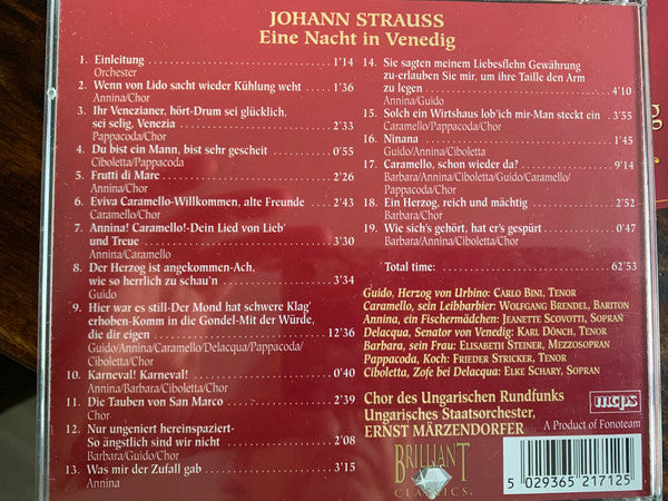 Johann Strauss Jr., Magyar Rádió És Televízió Énekkara, Hungarian State Orchestra, Ernst Märzendorfer : Eine Nacht in Venedig (CD, Album)