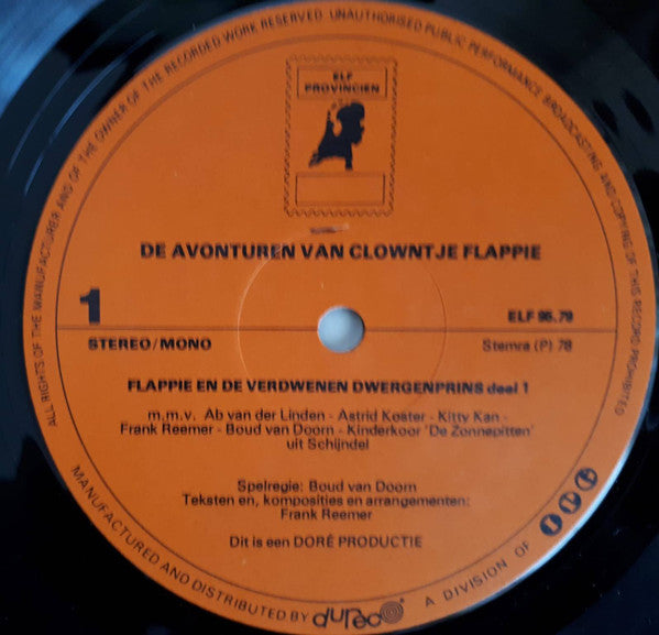 Ab van der Linden : De Avonturen van Clowntje Flappie - Flappie En De Verdwenen Dwergenprins (LP, Album)