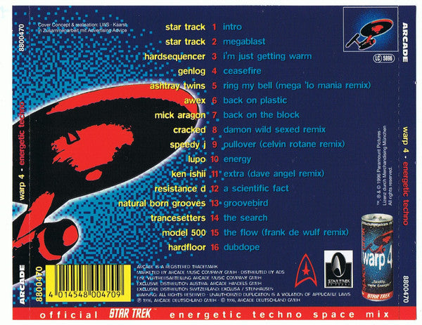 Mario De Bellis : Warp 4 - Energetic Techno (CD, Comp, Mixed)