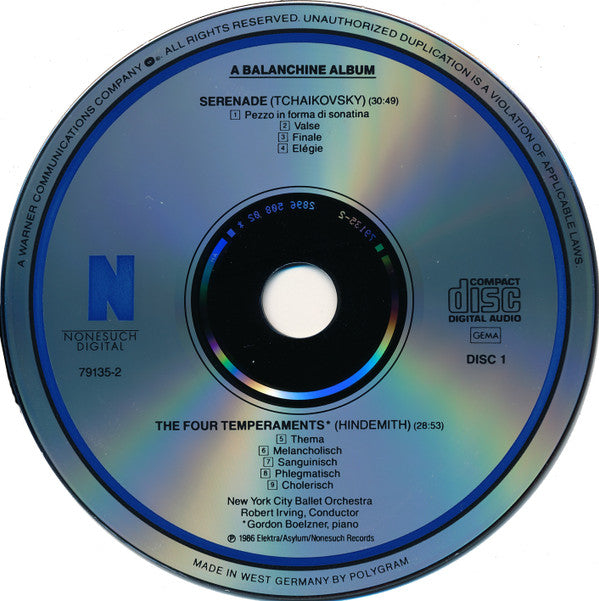 Pyotr Ilyich Tchaikovsky, Paul Hindemith, Igor Stravinsky, Gabriel Fauré - New York City Ballet Orchestra, Robert Irving (2) : A Balanchine Album: Serenade - The Four Temperaments - Agon - Emeralds (2xCD)