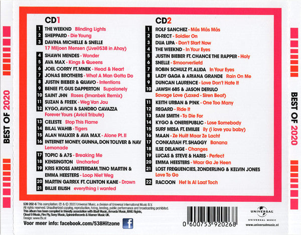 Various : 538 - Hitzone - Best Of 2020 (2xCD, Comp)
