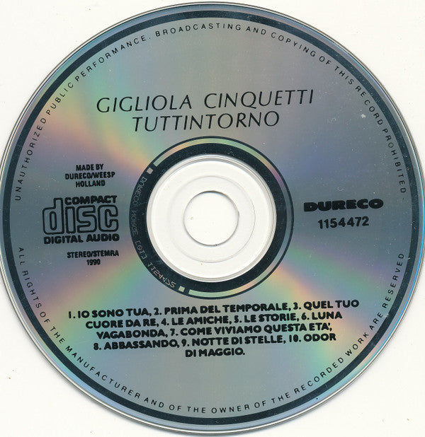 Gigliola Cinquetti : Tuttintorno (CD, Album)