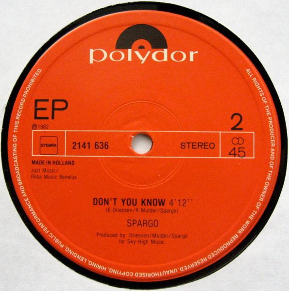 Spargo : So Funny (Special Maxi Version) (12", EP, Maxi)