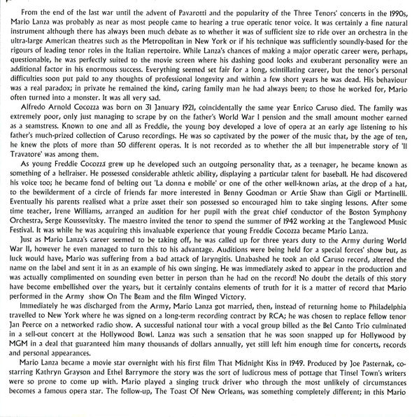 Mario Lanza : O Sole Mio (CD, Comp, Pic)