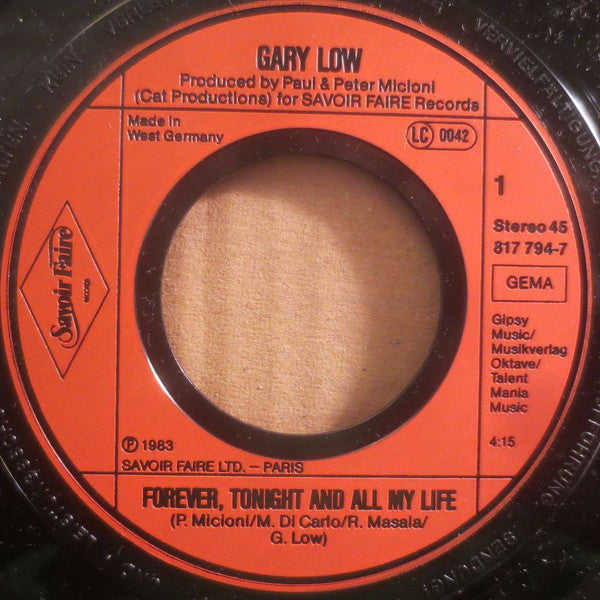 Gary Low : Forever, Tonight And All My Life (7", Single)
