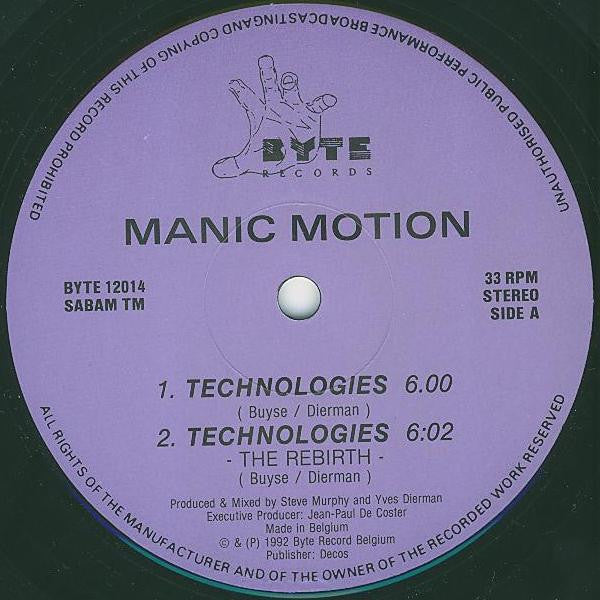 Manic Motion : Technologies / Sidelines (12")