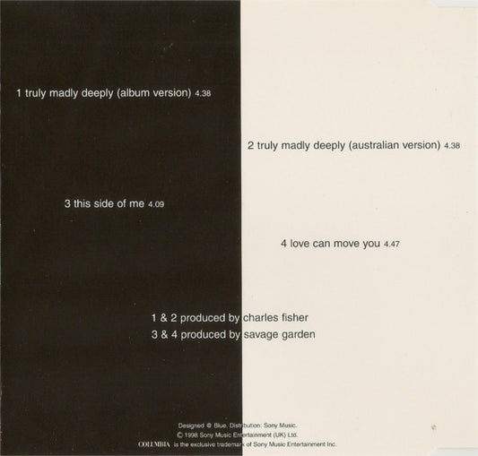 Savage Garden : Truly Madly Deeply (CD, Single)