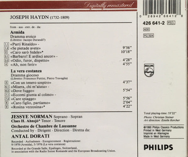 Joseph Haydn, Jessye Norman, Orchestre De Chambre De Lausanne, Antal Dorati : Arias (CD, Comp, RM)