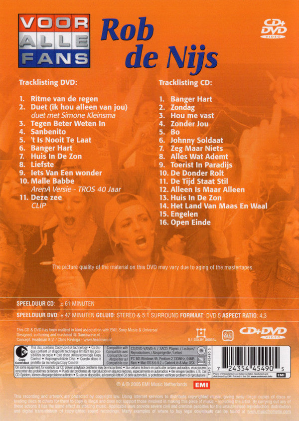 Rob de Nijs : Voor Alle Fans (CD, Comp, Copy Prot. + DVD, Comp)