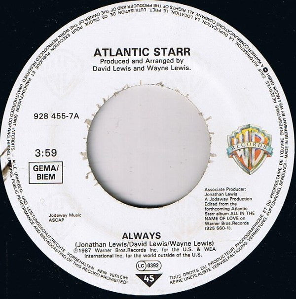 Atlantic Starr : Always (7", Single)