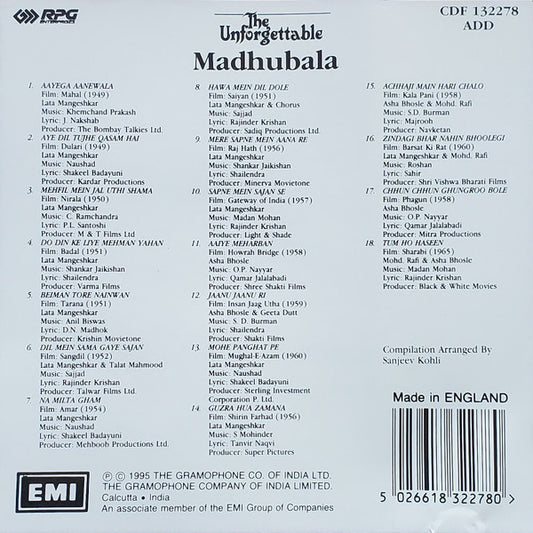 Various : The Unforgettable Madhubala (CD, Comp)