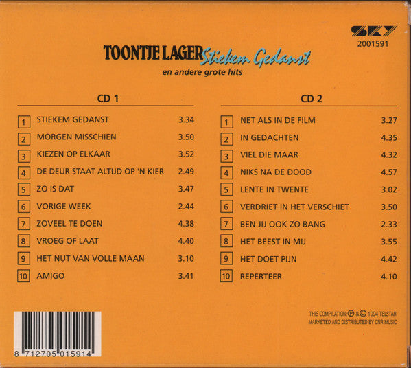 Toontje Lager : Stiekem Gedanst En Andere Grote Hits (CD, Album, RE, RP + CD, Album, RE, RP + Box, Comp)