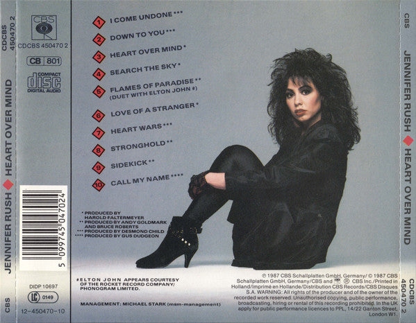 Jennifer Rush : Heart Over Mind (CD, Album)
