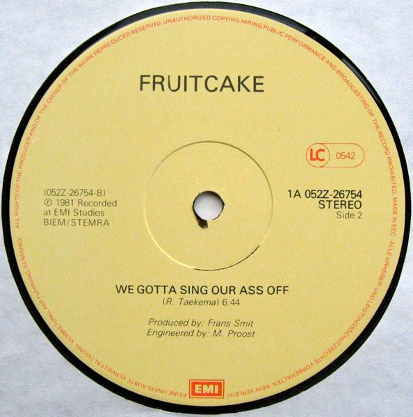 Fruitcake : A Second Try / We Gotta Sing Our Ass Off (12", Single)