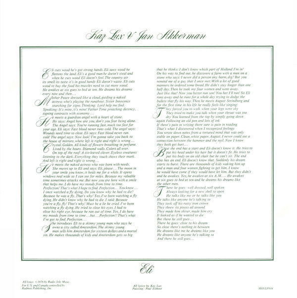 Jan Akkerman & Kaz Lux : Eli (LP, Album, Ltd, Num, RE, Gol)