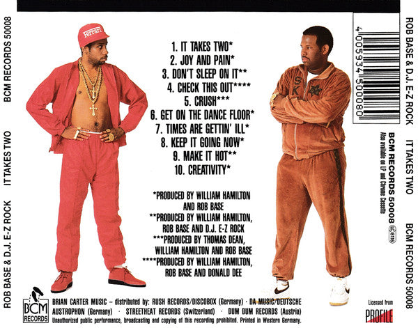 Rob Base & DJ E-Z Rock : It Takes Two (CD, Album)