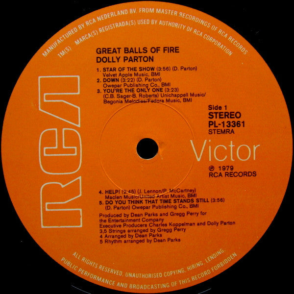 Dolly Parton : Great Balls Of Fire (LP, Album, Gat)