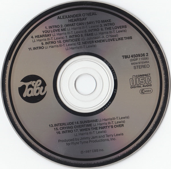 Alexander O'Neal : Hearsay (CD, Album, CSR)