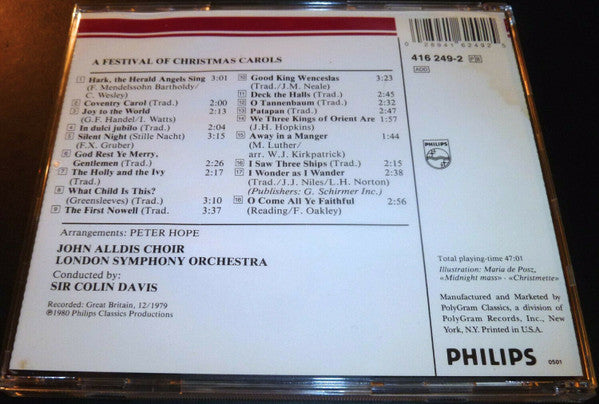John Alldis Choir, London Symphony Orchestra, Sir Colin Davis : A Festival Of Christmas Carols  (CD, Album, RE)
