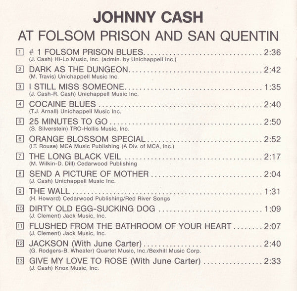 Johnny Cash : At Folsom Prison And San Quentin (CD, Comp, RE)