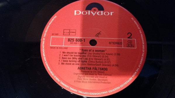 Agnetha Fältskog : Eyes Of A Woman (LP, Album, Emb)