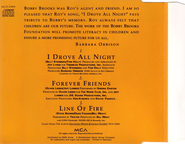 Roy Orbison : I Drove All Night (CD, Maxi)