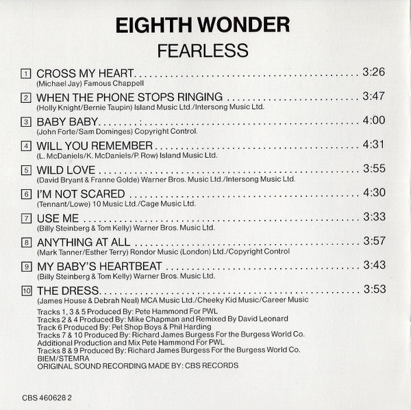 Eighth Wonder : Fearless (CD, Album)
