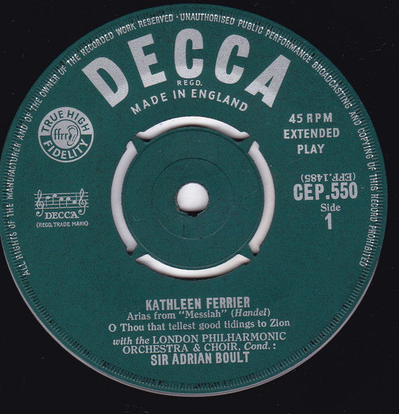 Kathleen Ferrier : Arias From Messiah (7",  Pu)
