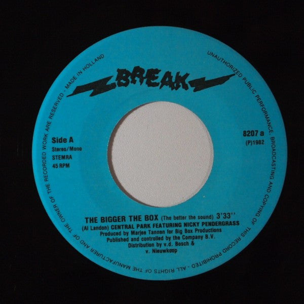 Central Park (6) Featuring Nicky Pendergrass : The Bigger The Box (7", Single)