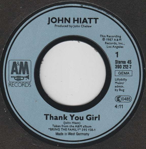 John Hiatt : Thank You Girl (7", Single)