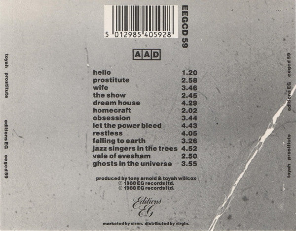 Toyah : Prostitute (CD, Album)