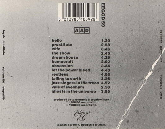 Toyah : Prostitute (CD, Album)
