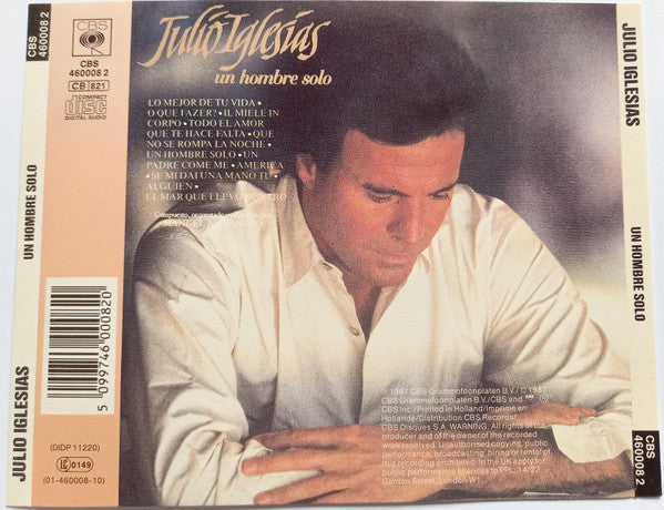 Julio Iglesias : Un Hombre Solo (CD, Album, S/Edition)