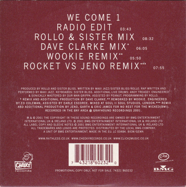Faithless : We Come 1 (CD, Single, Promo)