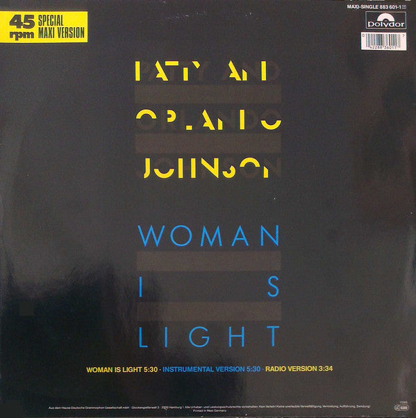 Patty & Orlando Johnson : Woman Is Light (12", Maxi)