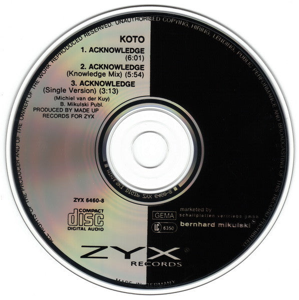 Koto (2) : Acknowledge (CD, Maxi, Bla)