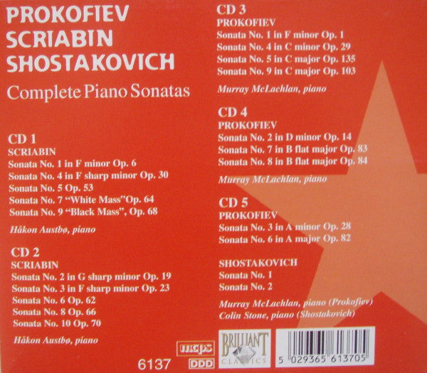 Sergei Prokofiev / Alexander Scriabin / Dmitri Shostakovich - Håkon Austbø, Murray McLachlan, Colin Stone : Complete Piano Sonatas (5xCD, Comp + Box)