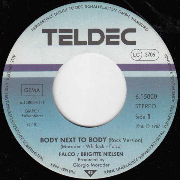 Falco Meets Brigitte Nielsen : Body Next To Body (7", Single)