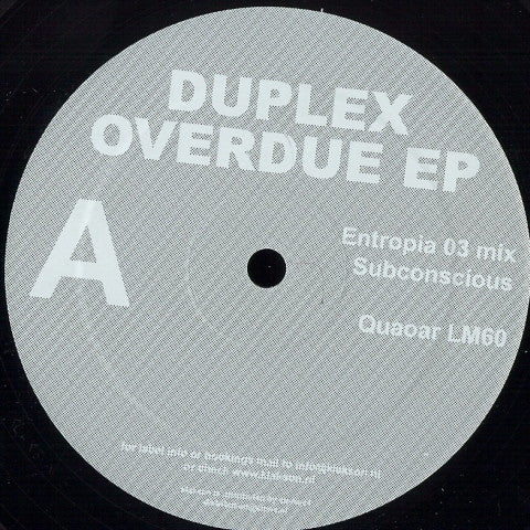Duplex : Overdue EP (12", EP)