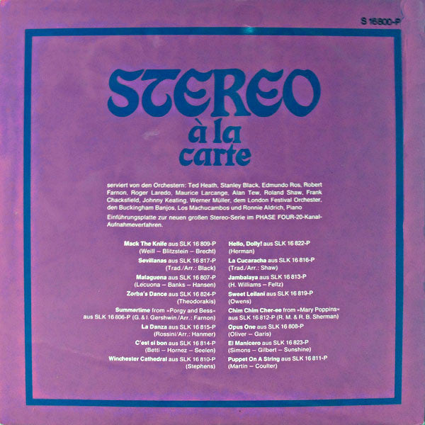 Various : Stereo À La Carte (LP, Comp)