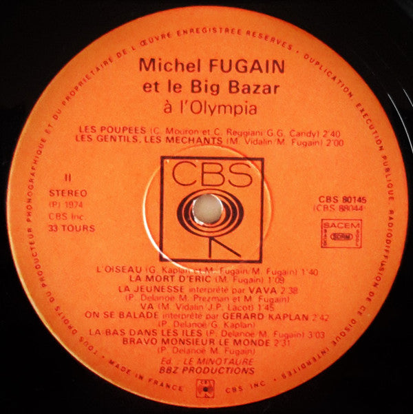 Michel Fugain & Le Big Bazar : A L'Olympia (2xLP, Album, Gat)