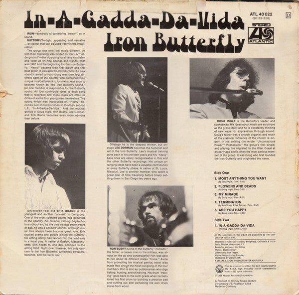 Iron Butterfly : In-A-Gadda-Da-Vida (LP, Album, RP)