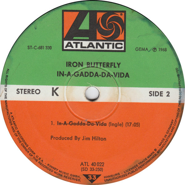 Iron Butterfly : In-A-Gadda-Da-Vida (LP, Album, RP)