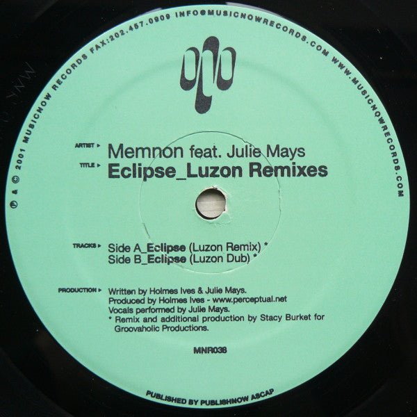 Memnon Feat. Julie Mays : Eclipse (Luzon Remixes) (12")
