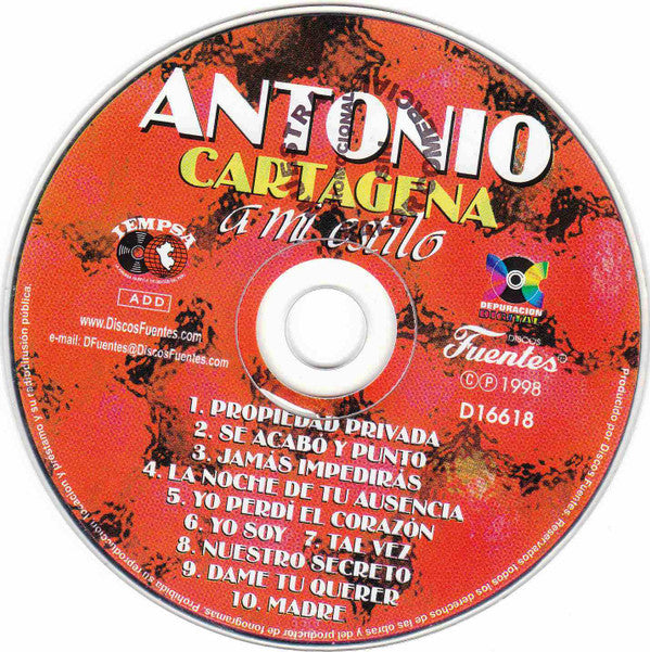 Antonio Cartagena : A Mi Estilo (CD, Album)