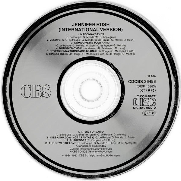 Jennifer Rush : Jennifer Rush (International Version) (CD, Album)