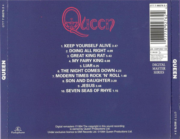 Queen : Queen (CD, Album, RE, RM)