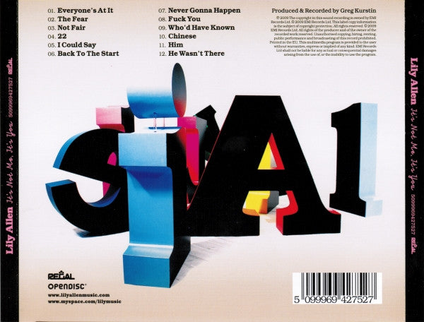 Lily Allen : It's Not Me, It's You (CD, Album, Enh)